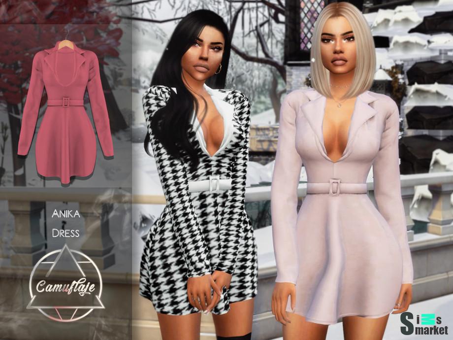 Платье Anika by Camuflaje  для Симс 4. Скачать мод