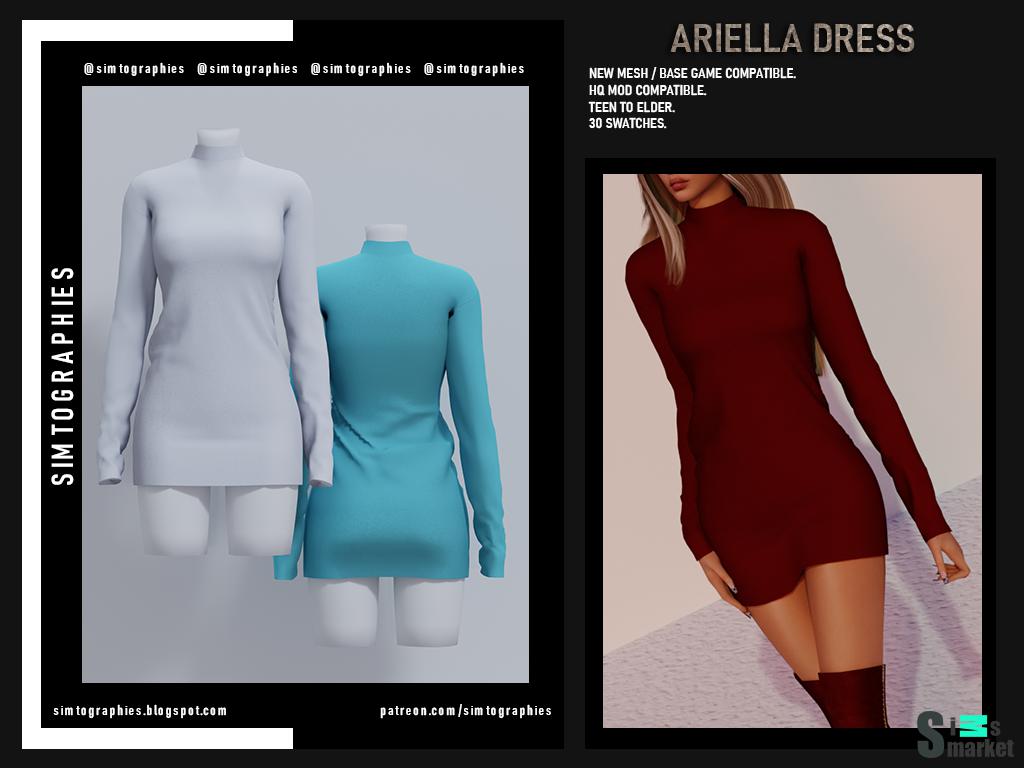Платье Ariella для Симс 4. Скачать мод