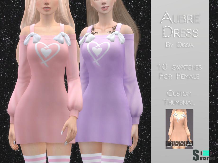 Платье Aubrie by Dissia для Симс 4. Скачать мод