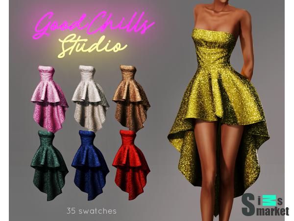 Платье august's by goodchillsstudio для Симс 4. Скачать мод