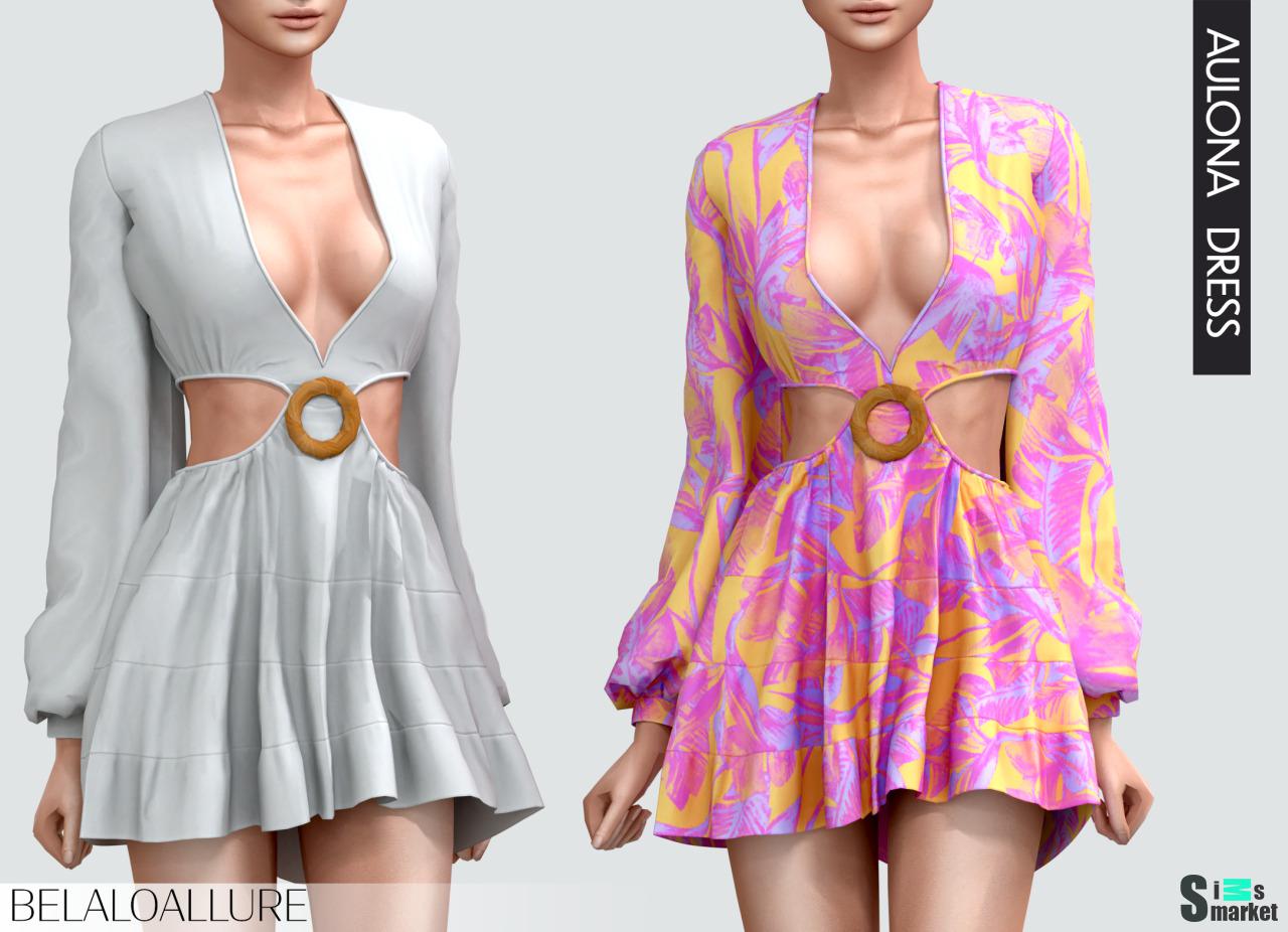 Платье "Aulona dress" BELALOALLURE для Симс 4. Скачать мод