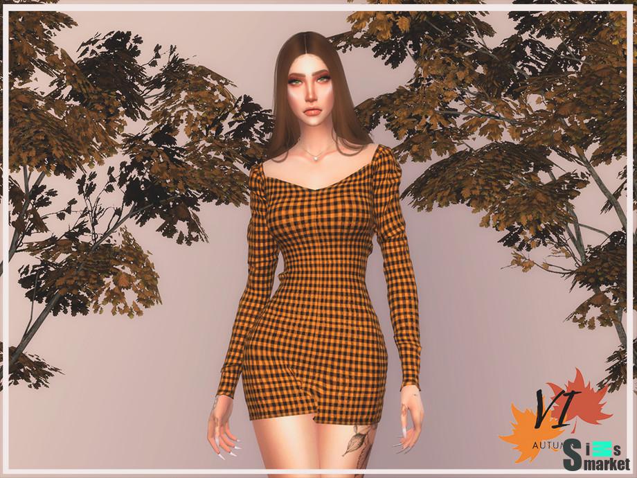 Платье Autumn VI by Viy Sims для Симс 4. Скачать мод