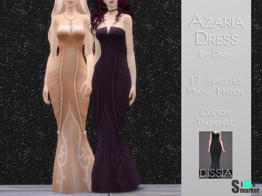 Платье Azaria by Dissia для Симс 4. Скачать мод