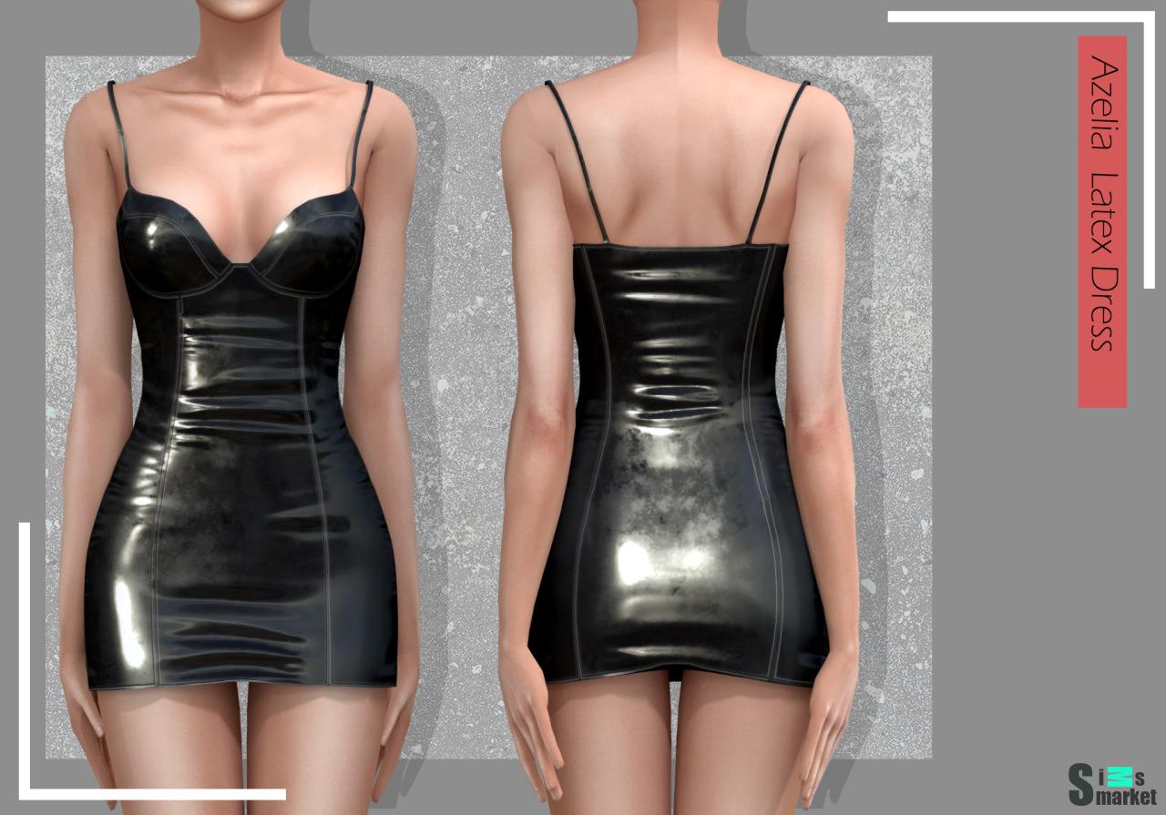 Платье "Azelia latex dress" BELALOALLURE для Симс 4. Скачать мод
