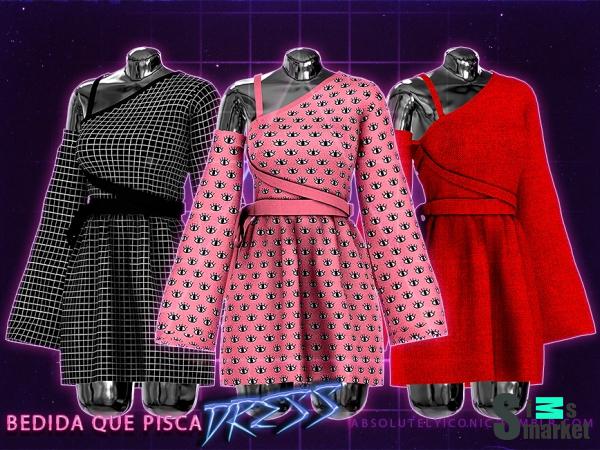 Платье bebida by iconic для Симс 4. Скачать мод