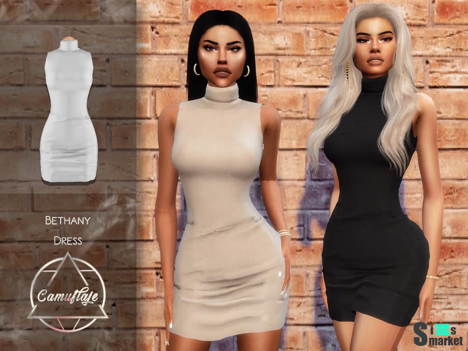 Платье Bethany by Camuflaje для Симс 4. Скачать мод