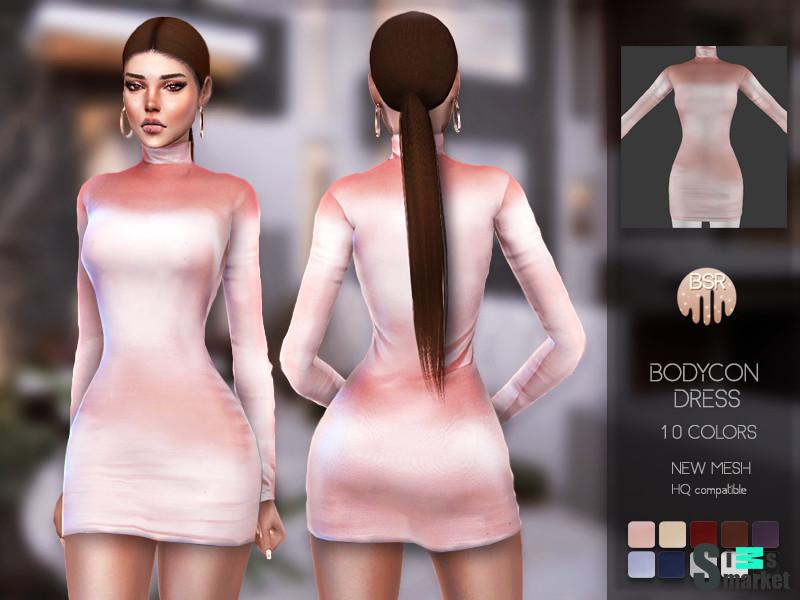 Платье Bodycon от busra-tr  для Симс 4. Скачать мод