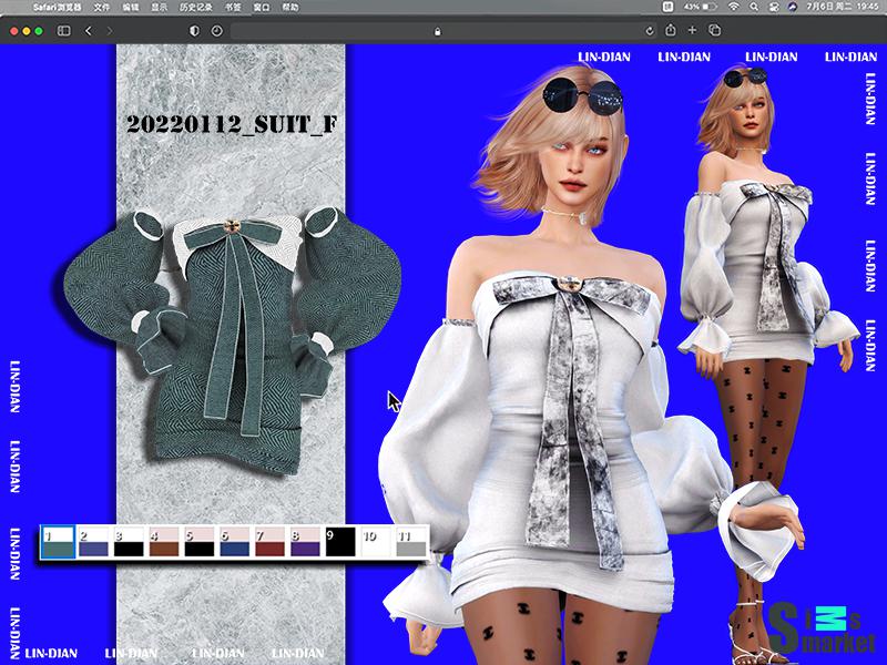 Платье Bubble by LIN_DIAN для Симс 4. Скачать мод