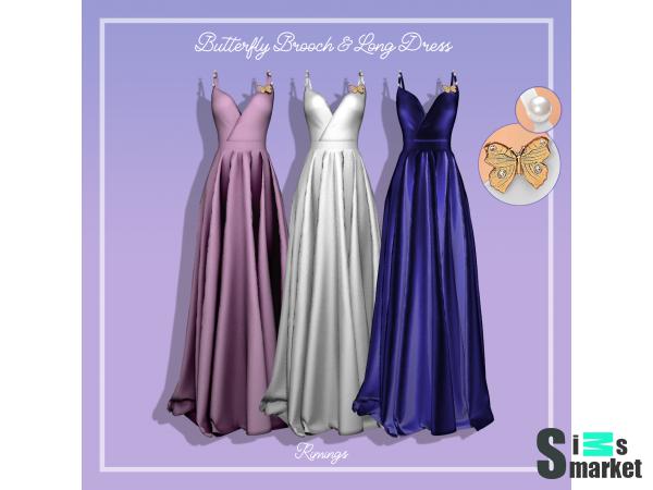 Платье butterfly by rimings для Симс 4. Скачать мод