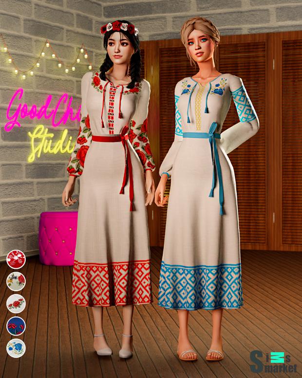 Платье by GoodChillsStudio для Симс 4. Скачать мод