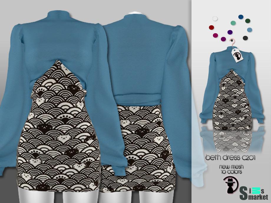 Платье C201 by turksimmer для Симс 4. Скачать мод