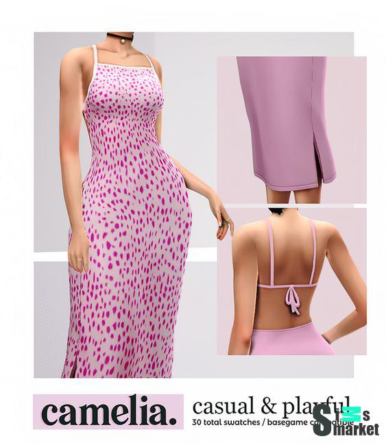 платье camelia для Симс 4. Скачать мод