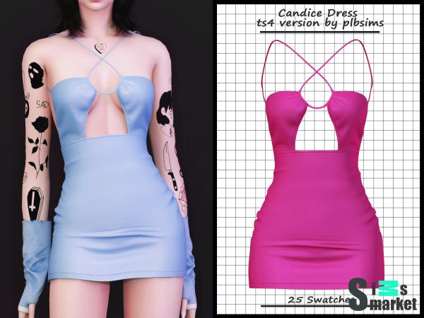 Платье candice by plbsims для Симс 4. Скачать мод