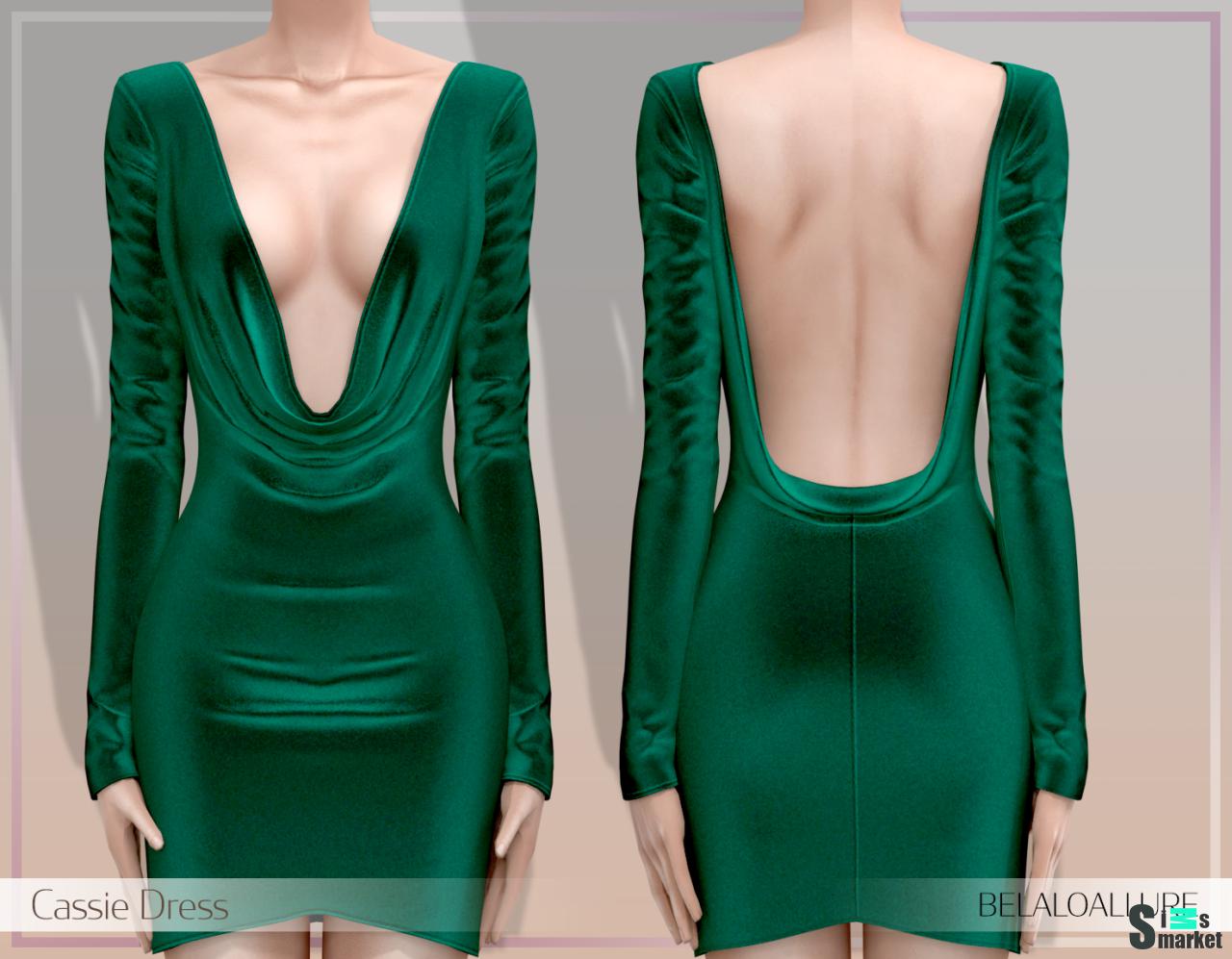 Платье "Cassie dress" BELALOALLURE для Симс 4. Скачать мод