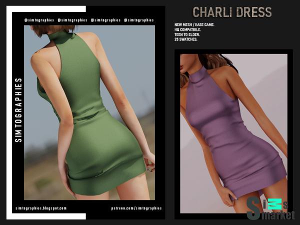 Платье charli by simtographies для Симс 4. Скачать мод