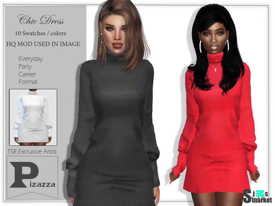 Платье Chic by pizazz для Симс 4. Скачать мод