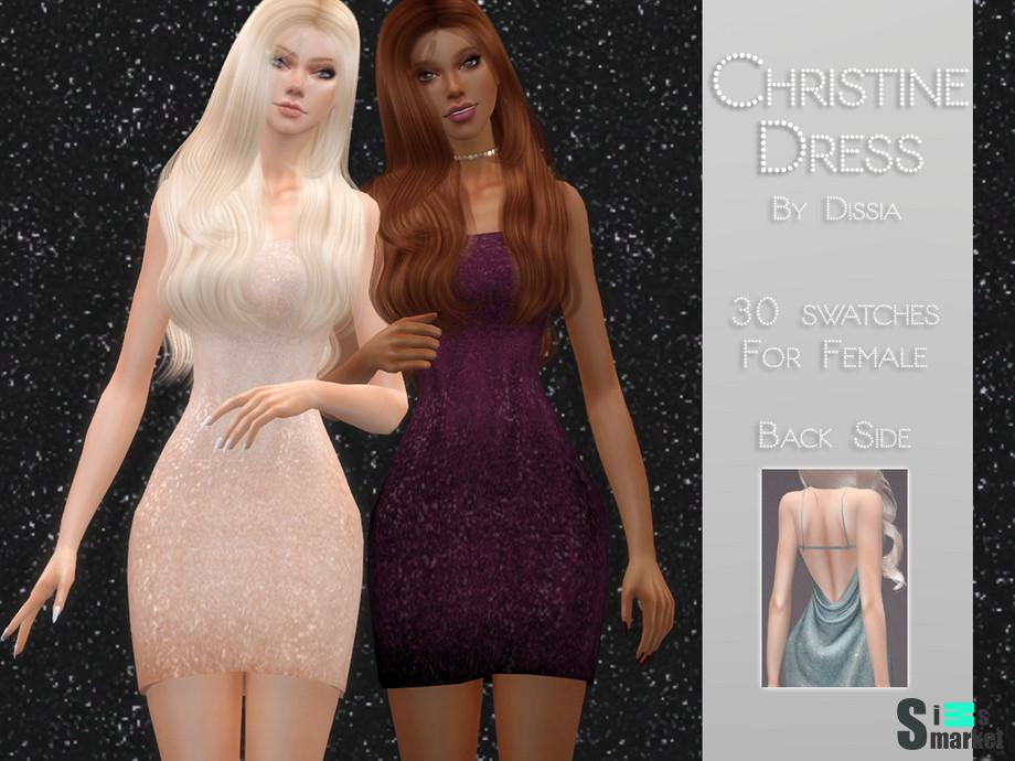 Платье Christine by Dissia для Симс 4. Скачать мод