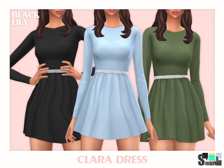 Платье Clara by Black Lily для Симс 4. Скачать мод