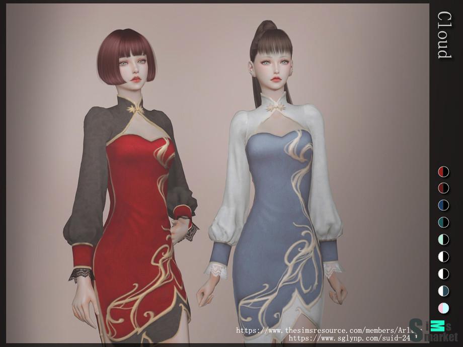 Платье Cloud by Arltos для Симс 4. Скачать мод