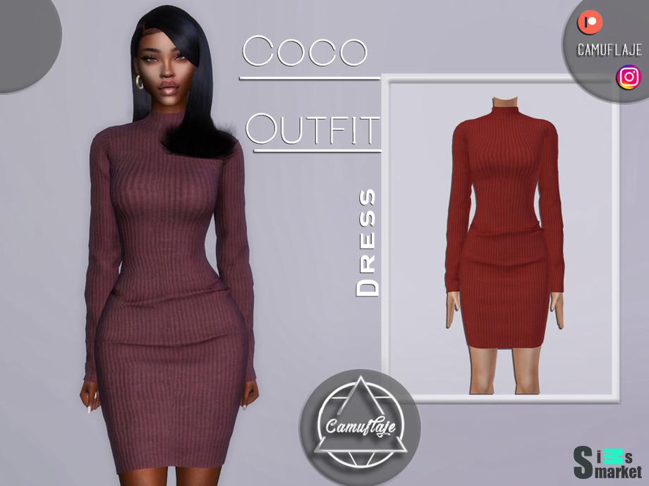 Платье Coco by Camuflaje для Симс 4. Скачать мод