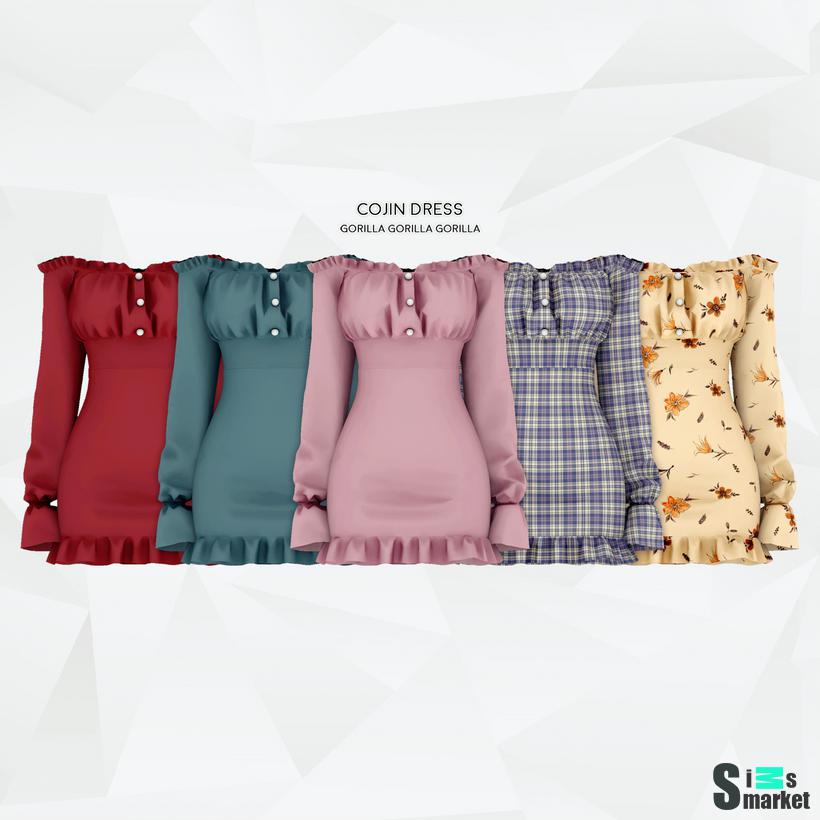 Платье Cojin by gorillax3 для Симс 4. Скачать мод