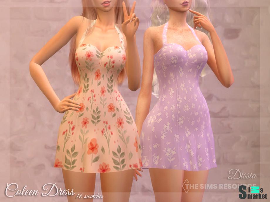 Платье Coleen by Dissia для Симс 4. Скачать мод