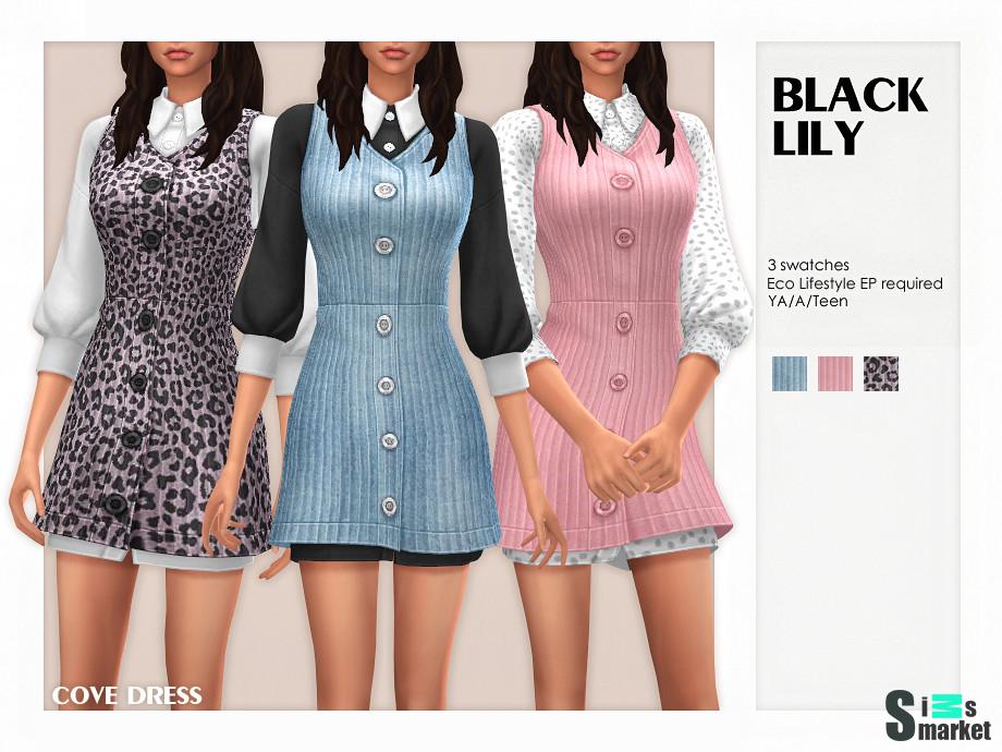 Платье Cove by Black Lily для Симс 4. Скачать мод