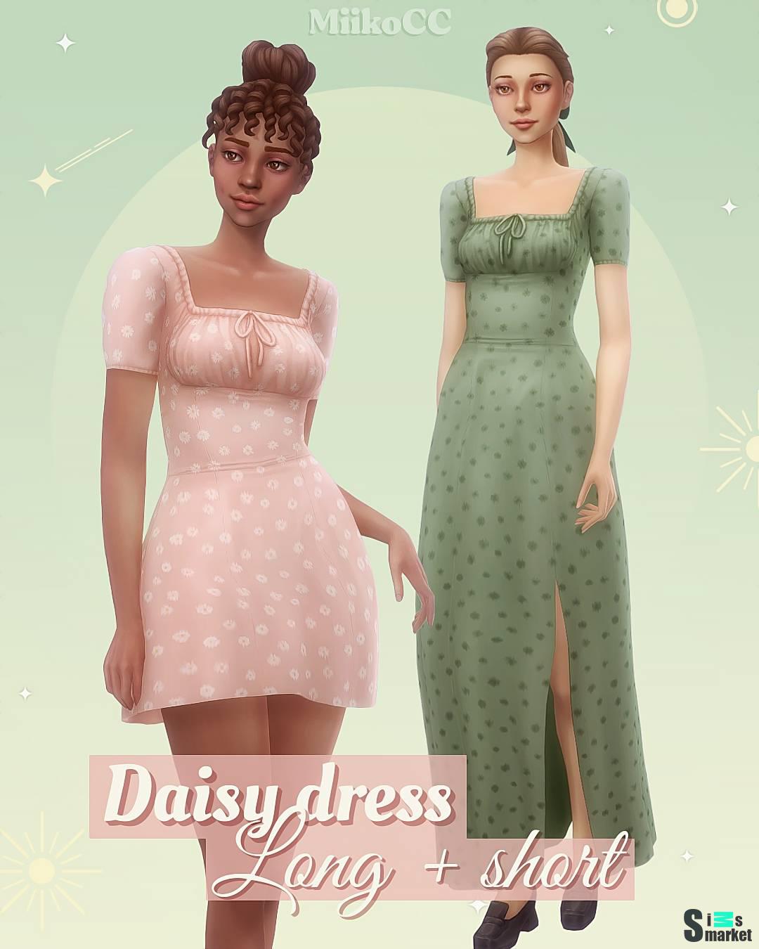 Платье "Daisy dress (long + short)" для Симс 4 для Симс 4. Скачать мод