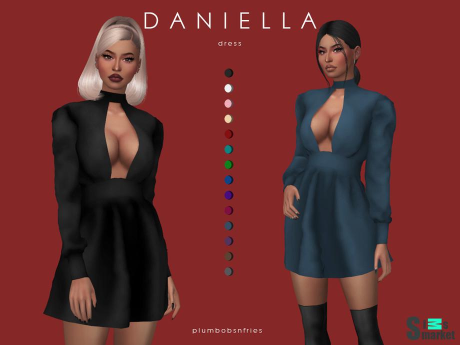 Платье DANIELLA by Plumbobs n Fries для Симс 4. Скачать мод