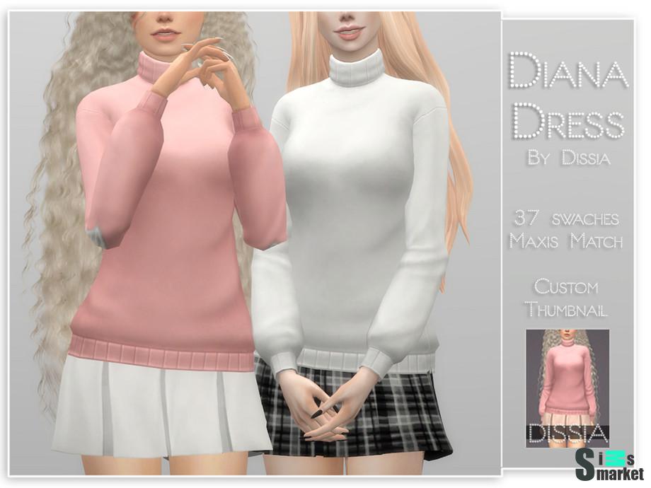 Платье Diana by Dissia для Симс 4. Скачать мод