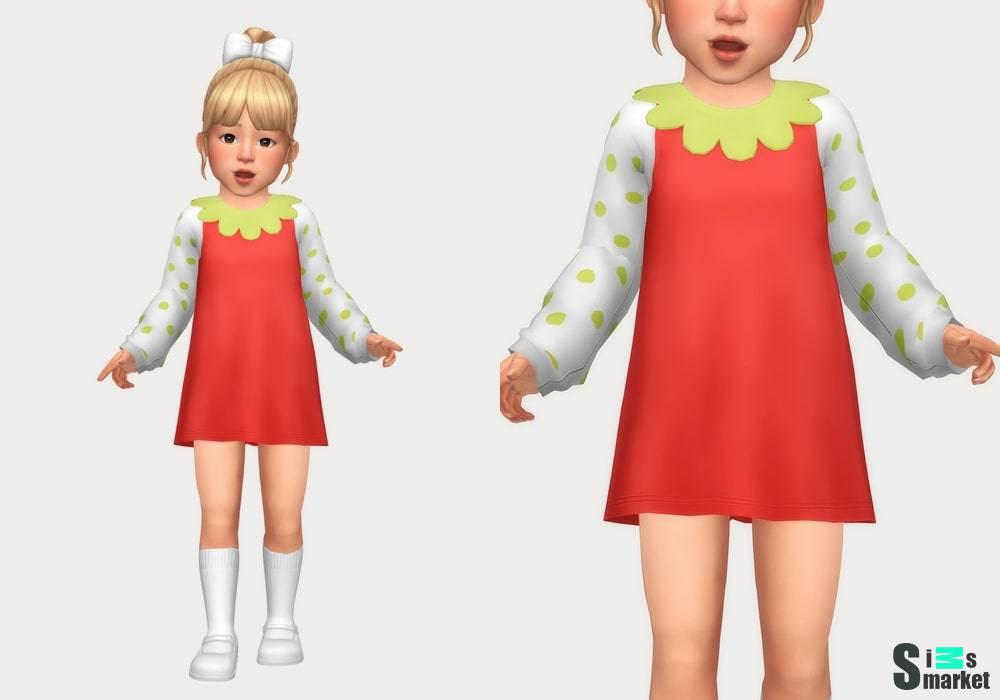 Платье для малышек "dotty dress" для Симс 4 для Симс 4. Скачать мод