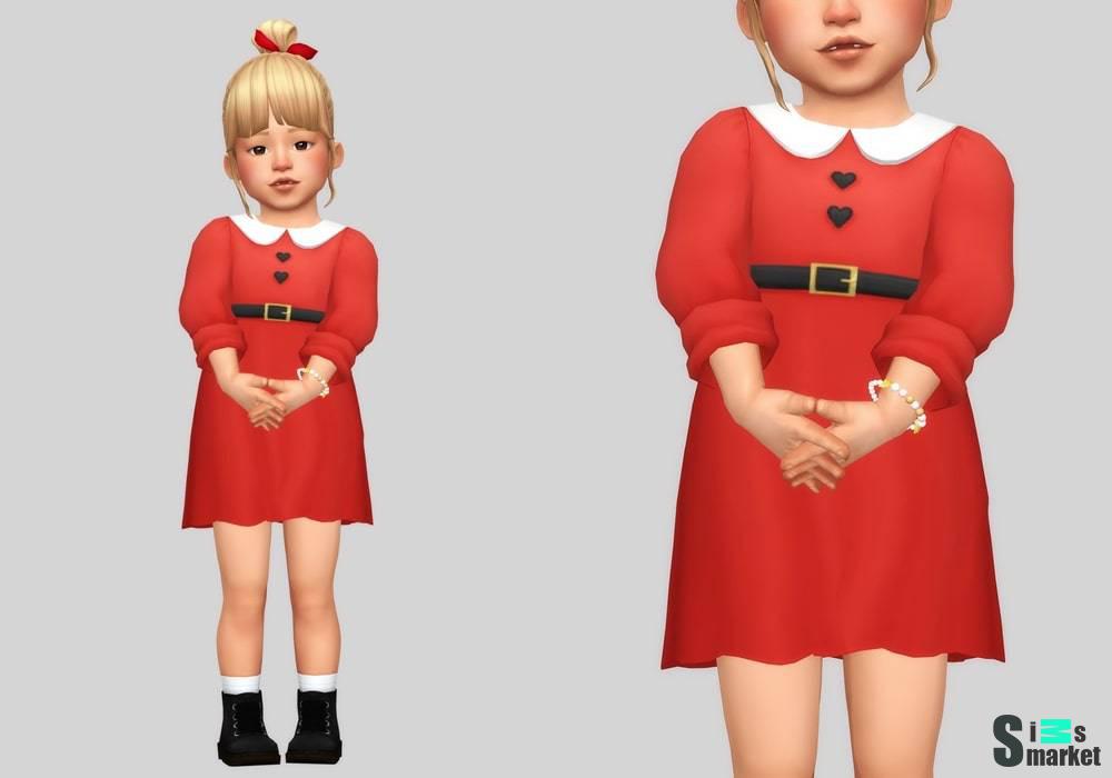 Платье для малышек "festive dress" для Симс 4 для Симс 4. Скачать мод