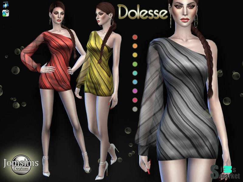 Платье Dolesse от jomsims для Симс 4. Скачать мод