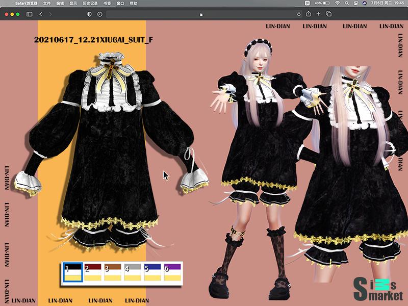 Платье Doll by LIN_DIAN для Симс 4. Скачать мод