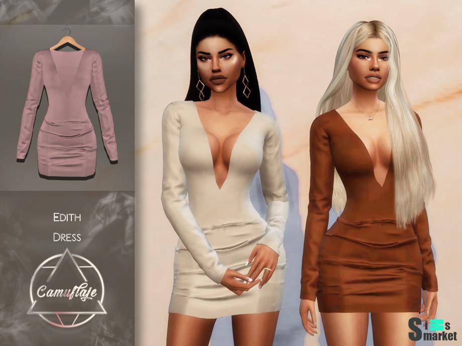 Платье Edith by Camuflaje для Симс 4. Скачать мод