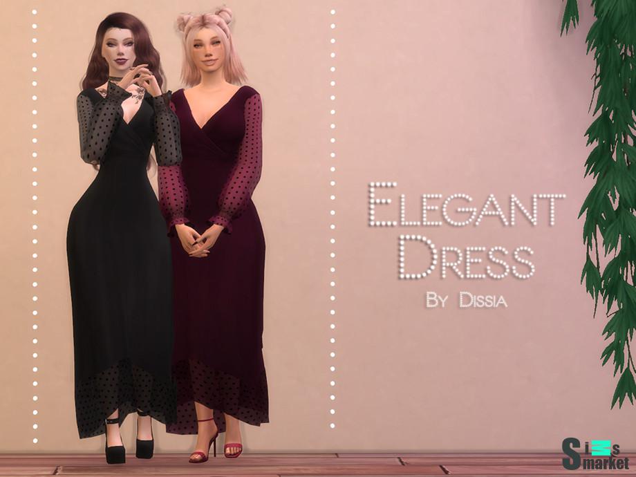 Платье Elegant by Dissia для Симс 4. Скачать мод