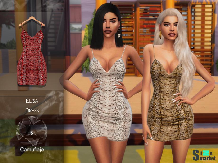 Платье Elisa by Camuflaje для Симс 4. Скачать мод
