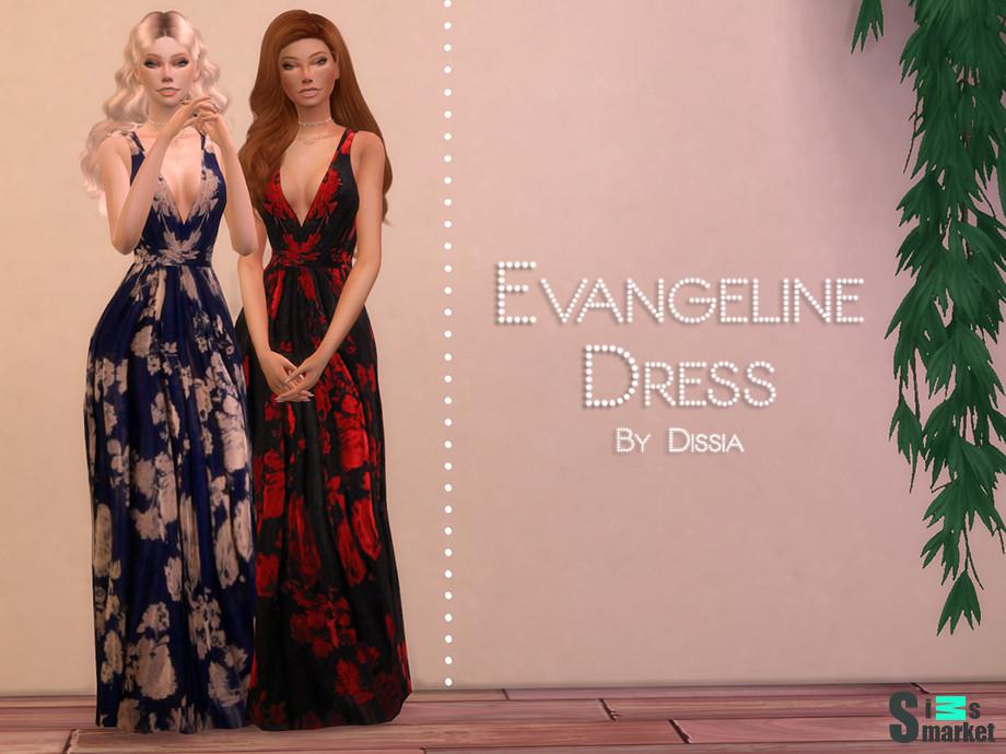 Платье Evangeline by Dissia для Симс 4. Скачать мод