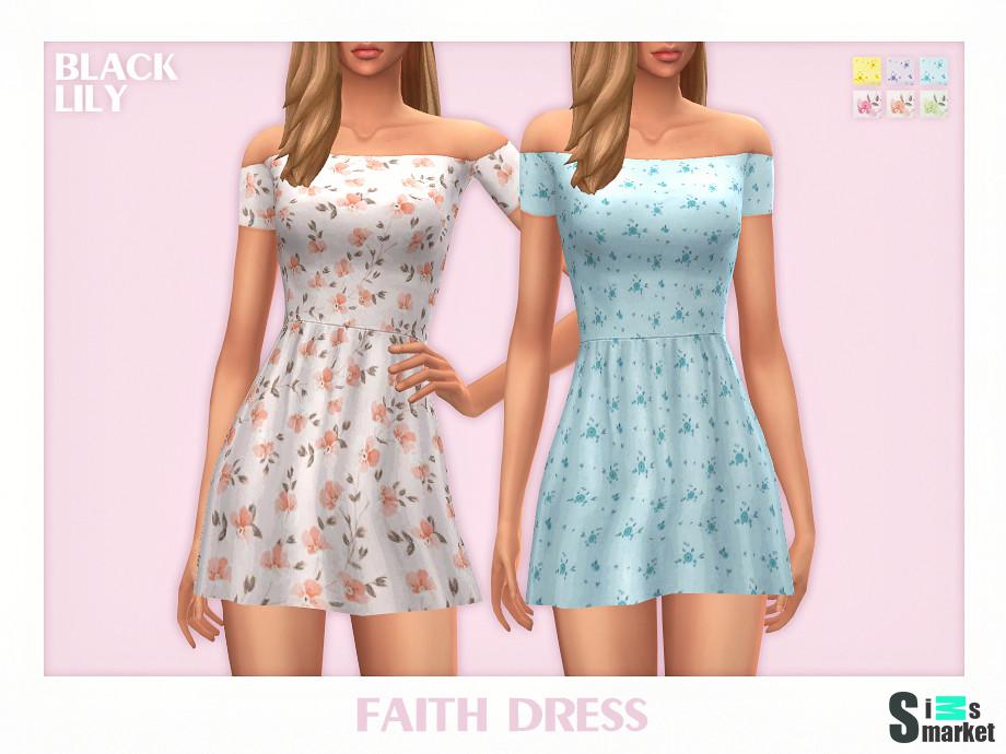 Платье Faith Black Lily для Симс 4. Скачать мод