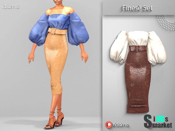 Платье finesè by idsims для Симс 4. Скачать мод