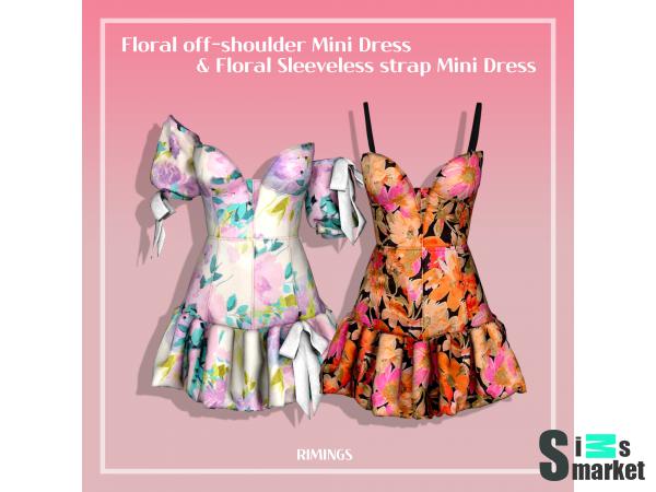 Платье floral by RIMINGS для Симс 4. Скачать мод