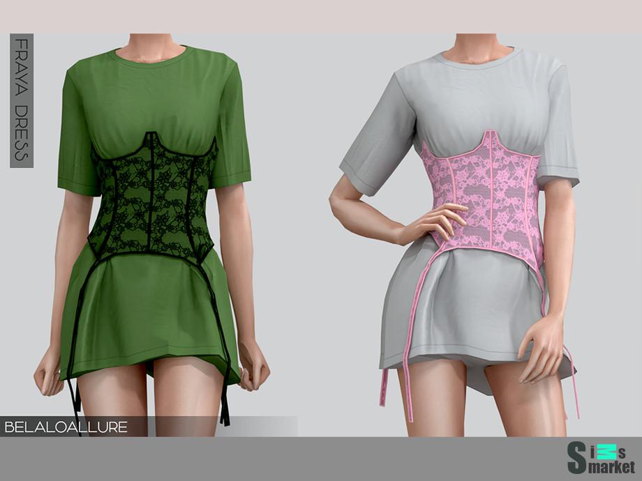 Платье Fraya by belal1997 для Симс 4. Скачать мод