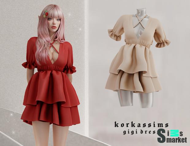 Платье gigi by  korkassims для Симс 4. Скачать мод