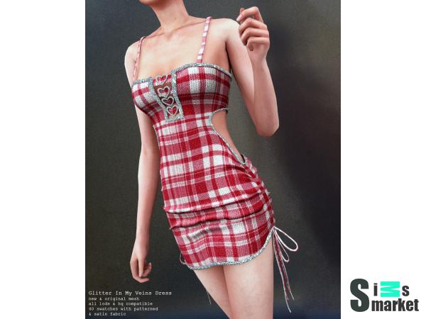 Платье glitter by nightingalesims для Симс 4. Скачать мод