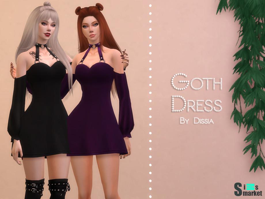 Платье Goth by Dissia для Симс 4. Скачать мод