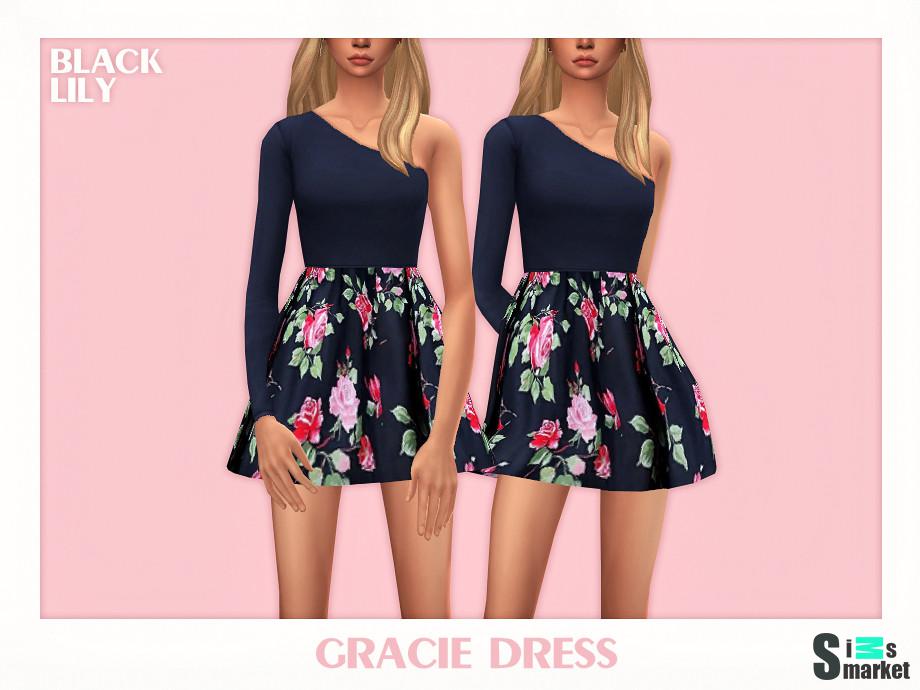 Платье Gracie by Black Lily для Симс 4. Скачать мод