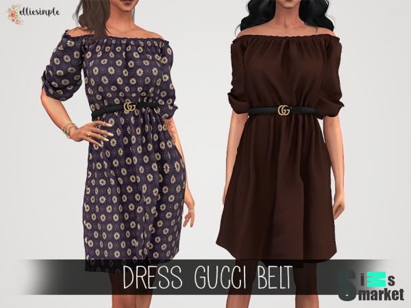 Платье Gucci by junseagulll для Симс 4. Скачать мод