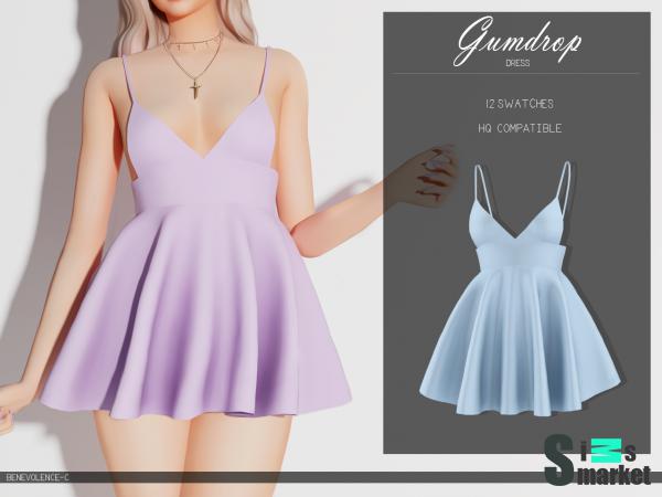Платье gumdrop by benevolence для Симс 4. Скачать мод