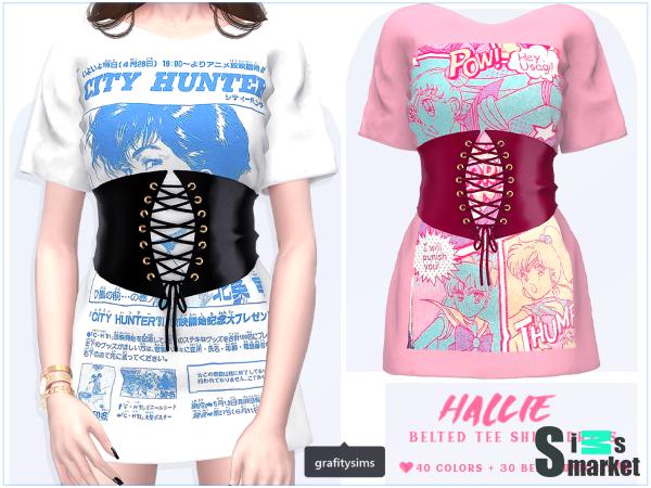 Платье hallie belted by grafity-cc для Симс 4. Скачать мод