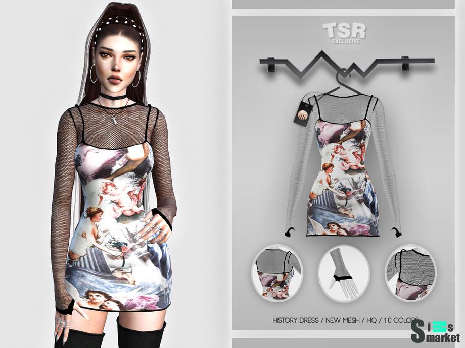 Платье History by busra-tr для Симс 4. Скачать мод